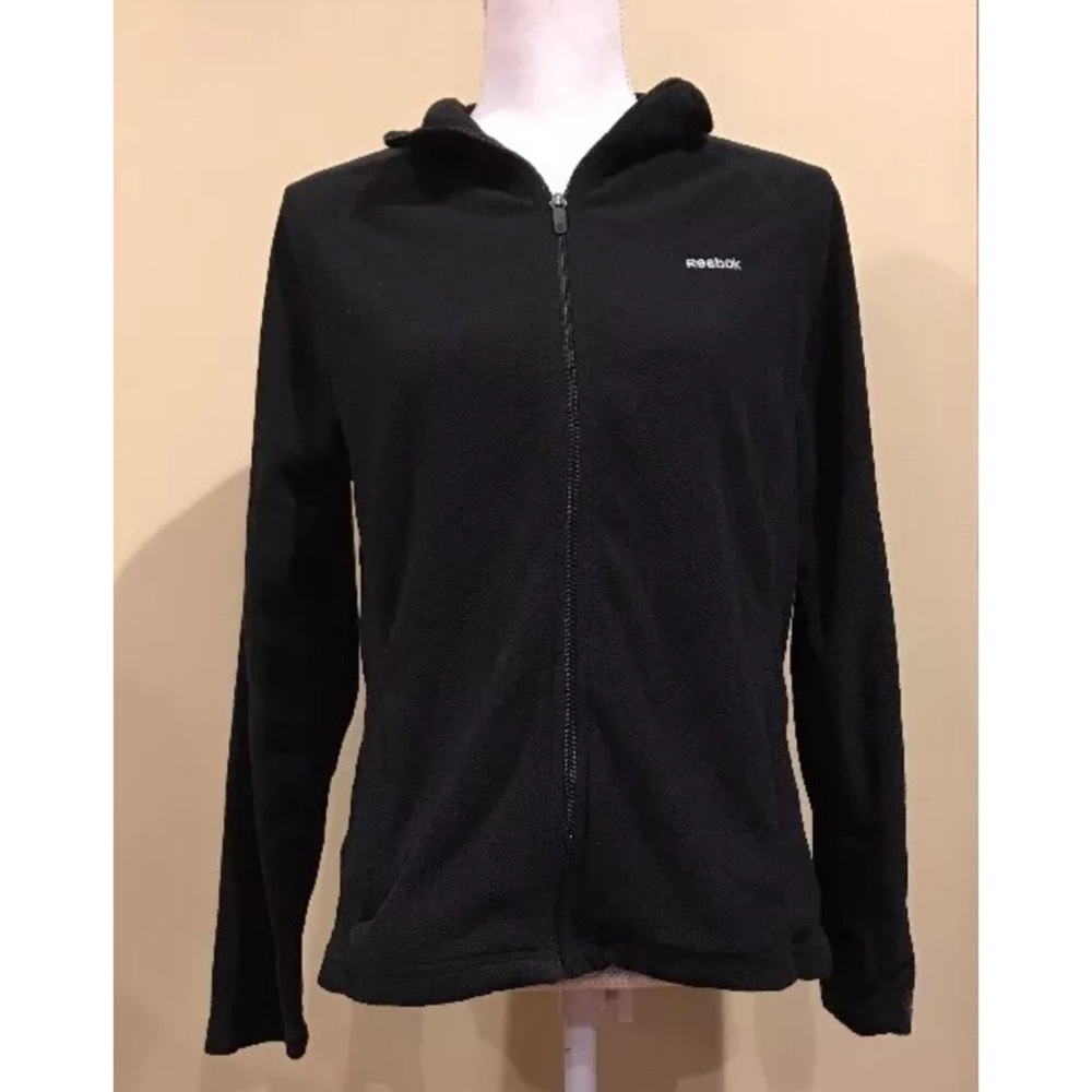 Reebok Womens Fleece Jacket Black Zip Up Size L